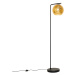 Designová stojací lampa černá se zlatým sklem - Bert