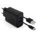 FIXED síťový adaptér 15 W Smart Rapid Charge s 2xUSB výstupem a USB/USB-C kabel černý