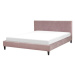 BELIANI postel FITOU 160 × 200 cm, sametová, růžová
