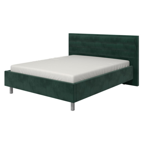 Manželská postel 160x200cm corey - tm. zelená/šedé nohy