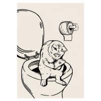 Ilustrace Cat on Toilet in black, Tara Royle, 30 × 40 cm