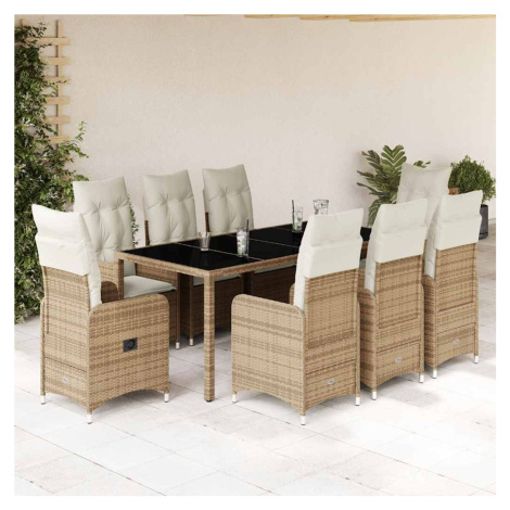 vidaXL 9dílný zahradní bistro set s poduškami béžový polyratan
