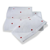 Soft Cotton Ručník Micro love 50 × 100 cm, bílá - červené srdíčka