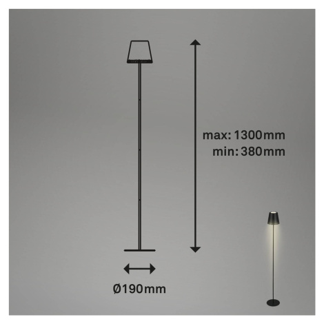 Briloner Nabíjecí stojací lampa Kiki LED, 2 700 K, černá