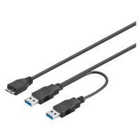 PremiumCord USB 3.0 napájecí Y kabel A/Male + A/Male -- Micro B/Mmale - ku3y01