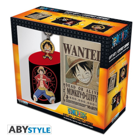 Dárkový set One Piece - Luffy - Hrnek + Klíčenka + Zápisník Abysse