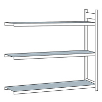 SCHULTE Širokorozpěťový regál, s ocelovou policí, výška 2000 mm, rozpětí 2500 mm, přístavný regá