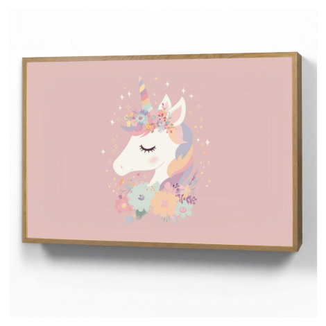 OnlyWow DOBÍJECÍ NOČNÍ LAMPIČKA Jednorožec - růžová - květiny 100x70 cm