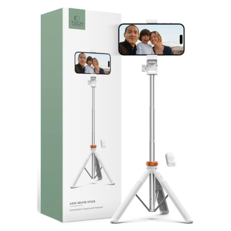 Držák TECH-PROTECT L03S BLUETOOTH SELFIE STICK TRIPOD WHITE (5906203691180)