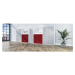 mauser Skříňová kombinace s posuvnými dveřmi, šířka 800 mm, čistá bílá / rubínová