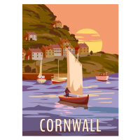 Ilustrace Travel Poster Cornwall, Vintage, South West, VectorUp, 30 × 40 cm