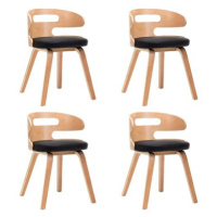 Jídelní židle 4 ks černé ohýbané dřevo a umělá kůže