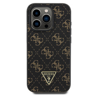 Zadní kryt Guess PU Leather 4G Triangle Metal Logo pro Apple iPhone 15 Pro, black