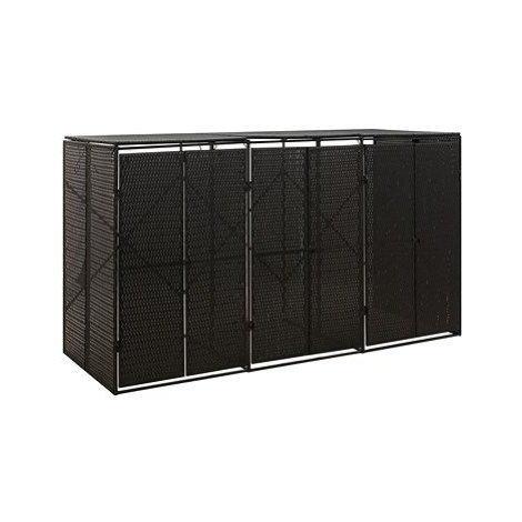SHUMEE Přístřešek na tři popelnice 207 × 80 × 117 cm, polyratan, černý
