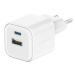 Swissten síťový adaptér GaN 1x USB-C 20W PD + 1x USB-A 18W QC bílý