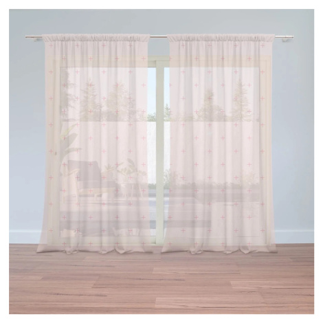 Záclony Růžové křížky na světle růžové: 2ks 150x250cm