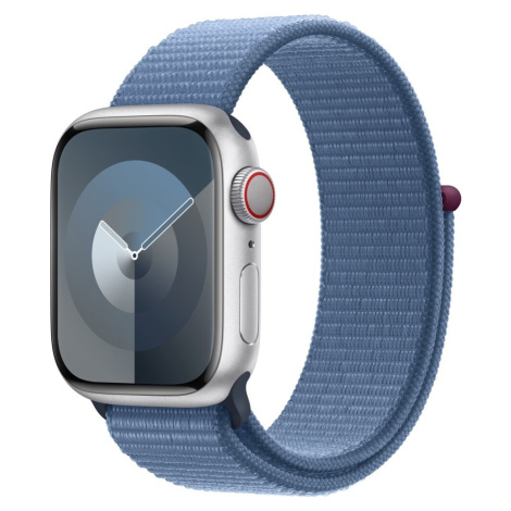 Apple Watch Series 9 Cellular 41mm Stříbrný hliník s ledově modrým provlékacím řemínkem Stříbrná