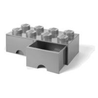 LEGO úložný box 8 s šuplíky - šedá