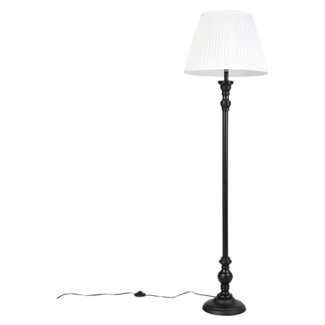 Stojací lampa černá s skládaným odstínem bílá 45 cm - Classico QAZQA