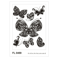 F 0459 AG Design Samolepicí dekorace - samolepka na zeď - Black flock butterflies, velikost 65 c