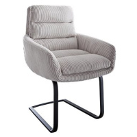 DELIFE Jídelní židle Abelia-Flex s područkou konzolová podnož plochá černá manšestr stříbrnošedá