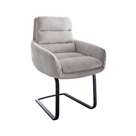 DELIFE Jídelní židle Abelia-Flex s područkou konzolová podnož plochá černá manšestr stříbrnošedá