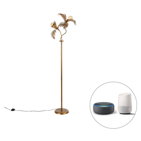 Chytrá stojací lampa zlatá 2-světelná vč.Wifi G95 - Botanica QAZQA