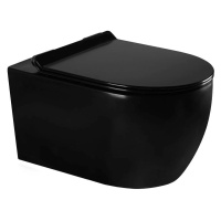 MEXEN/S Carmen Závěsná WC mísa včetně sedátka s slow-slim, z duroplastu, černá matná 30880185