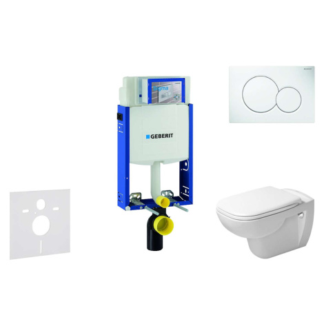 Geberit Kombifix - Modul pro závěsné WC s tlačítkem Sigma01, alpská bílá + Duravit D-Code - WC a