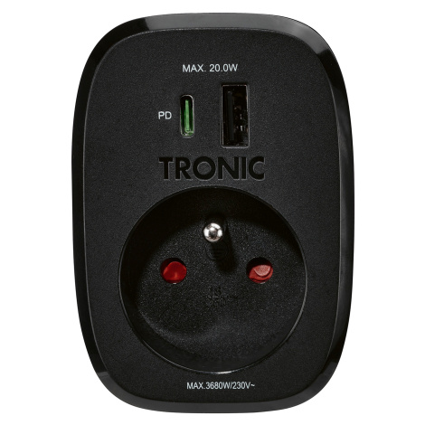 Tronic® Zásuvkový USB adaptér, Usb-C PD 20 W (černá)