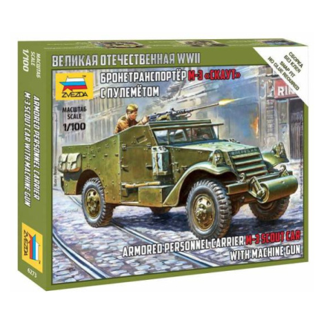 Wargames (WWII) military 6273 - Soviet M-3 Scout Car with Machine Gun (1: 100) Zvezda