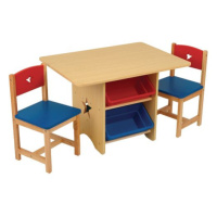 KidKraft dětský stůl Star se dvěma židličkami a boxy dřevěný