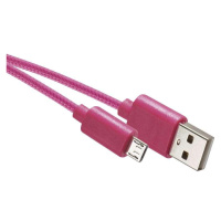 Nabíjecí a datový kabel USB-A 2.0 / micro USB-B 2.0, 1 m, růžový