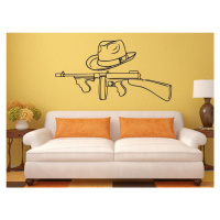 Samolepka na zeď Gangsterská zbraň a klobouk 1122