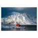 Fotografie Red cabin in a fjord in winter, © Marco Bottigelli, 40 × 26.7 cm