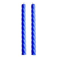 TWISTED Sada lesklých svíček 2 ks 25,5 cm - modrá