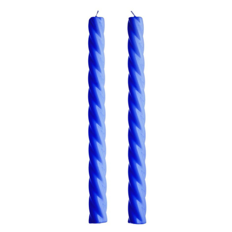 TWISTED Sada lesklých svíček 2 ks 25,5 cm - modrá
