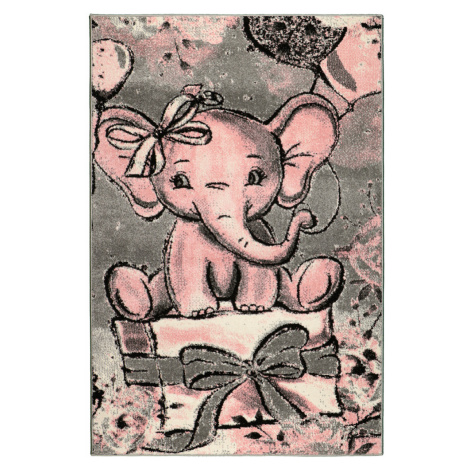 Dětský kusový koberec Playtime 4841A slon | růžový Typ: 80x150 cm