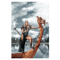 Ilustrace Viking Warrior female sailing on a, Lorado, 26.7x40 cm