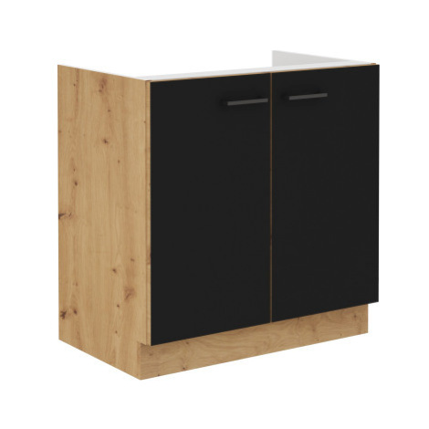 Kuchyňská dřezová skříňka Modena, 80 cm, dub artisan/černá Asko