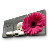 Hanah Home Obrazové nástěnné hodiny Gerbera 96x40 cm vícebarevné