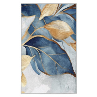 Pratelný koberec v modré a zlaté barvě 80x150 cm Golden Leaves – Mila Home