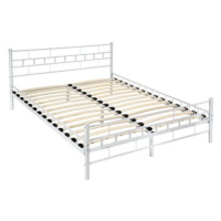 Kovová postel dvoulůžková včetně lamelových roštů - 200 × 140 cm,bílá
