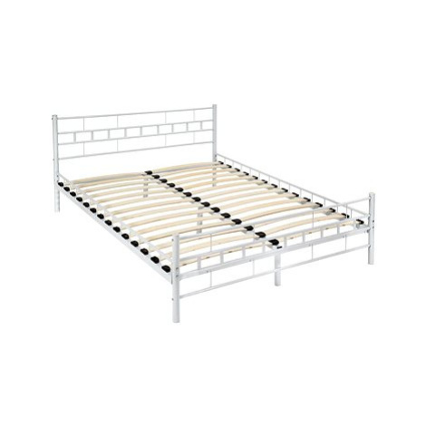 Kovová postel dvoulůžková včetně lamelových roštů - 200 × 140 cm,bílá tectake