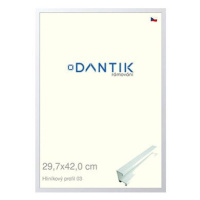 DANTIK rámeček 29,7 × 42, ALU profil 7003 Bílý matný plexi čiré