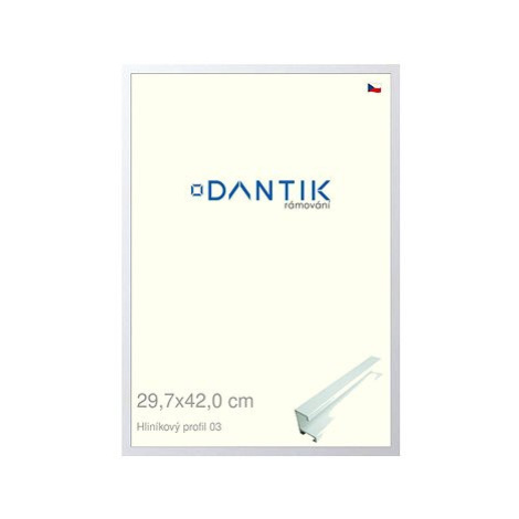 DANTIK rámeček 29,7 × 42, ALU profil 7003 Bílý matný plexi čiré