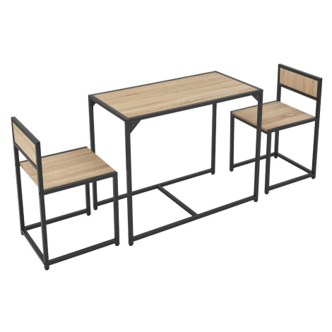 Juskys Sada kuchyňského stolu se stolem a 2 židlemi - šedý vzhled dřeva