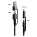 SWISSTEN odolný datový kabel 4v1 USB-A / USB-C - USB-C / Lightning, 60W, kevlarový, 1.5m, černá 