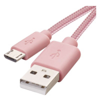 Nabíjecí a datový kabel USB-A 2.0 / micro USB-B 2.0, 1 m, růžový