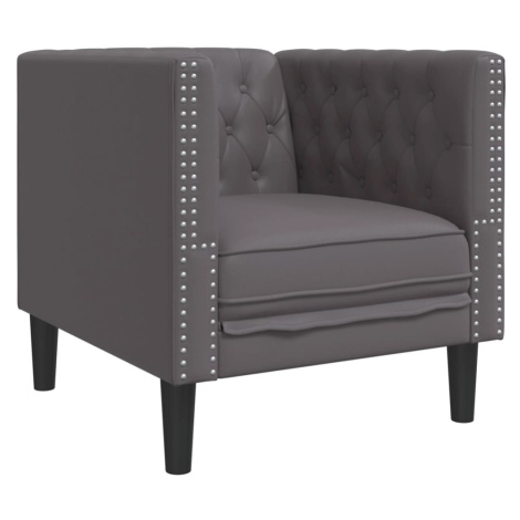 vidaXL Křeslo Chesterfield šedé umělá kůže